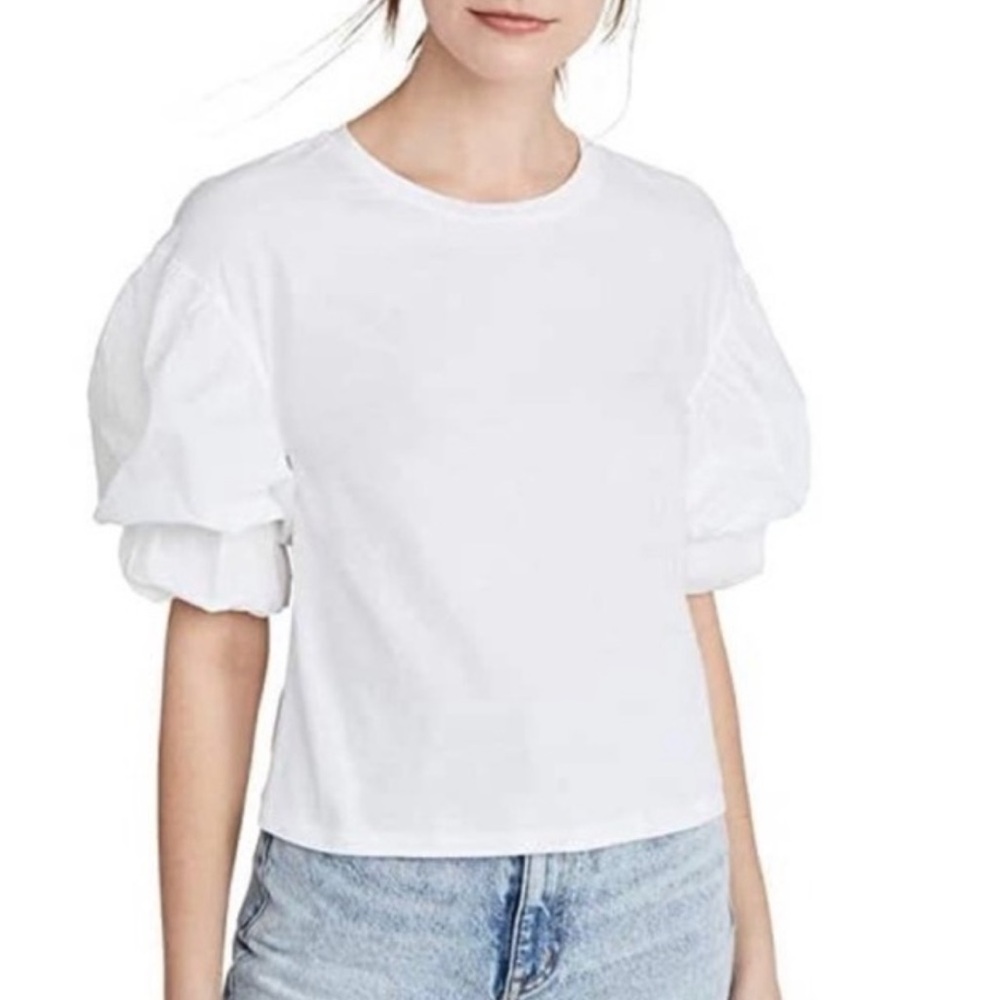 Joie Puff Sleeve Short Sleeve White T-Shirt Blouse